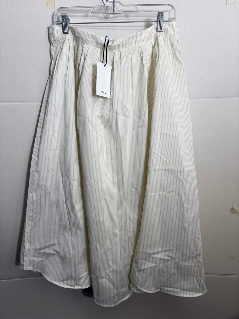 Mango Cream Pinstripe A-Line Midi Skirt STRIPED COTTON A-LINE SKIRT 7781 - Picture 2 of 5